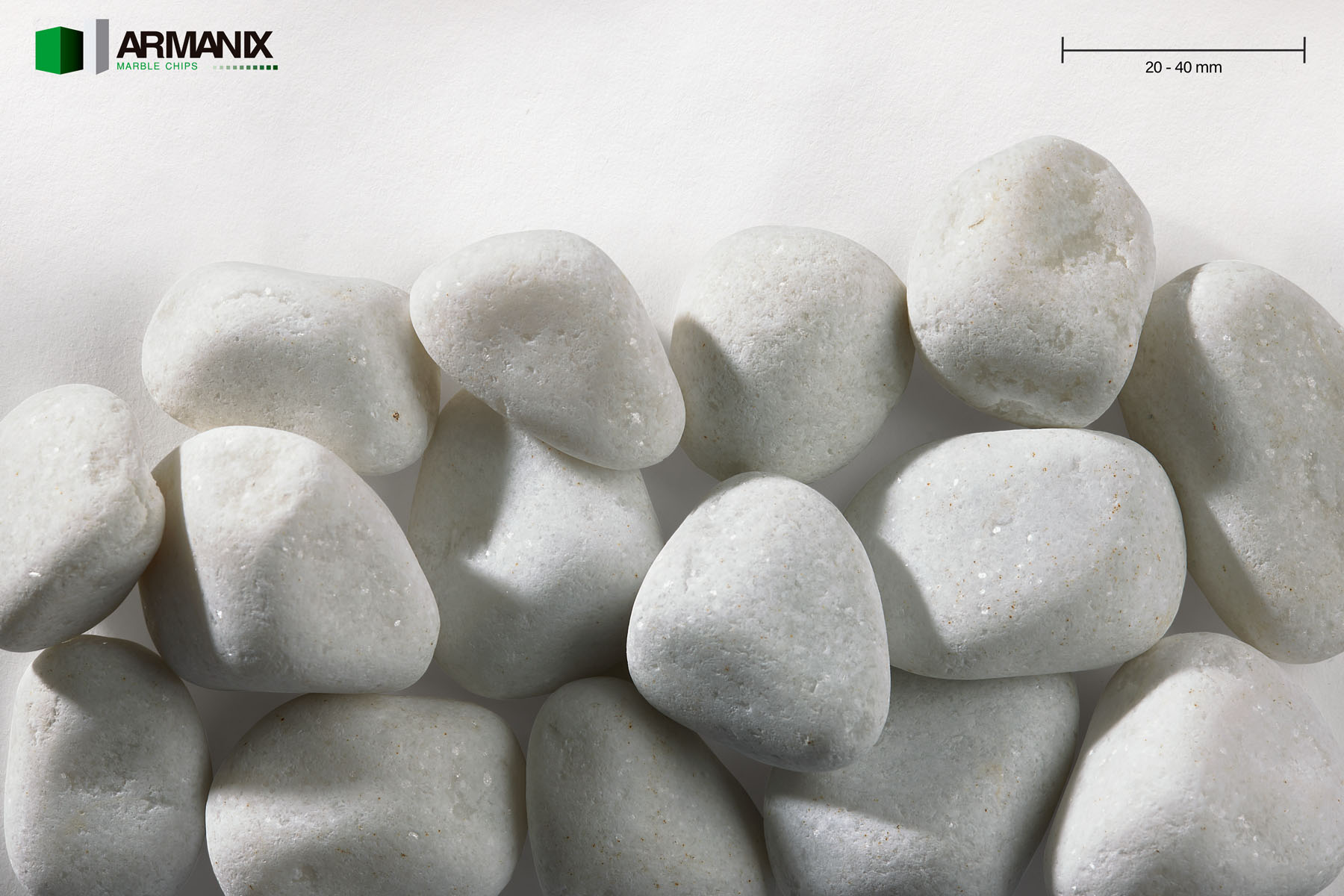 Special White 20-40 mm Rounded Polished